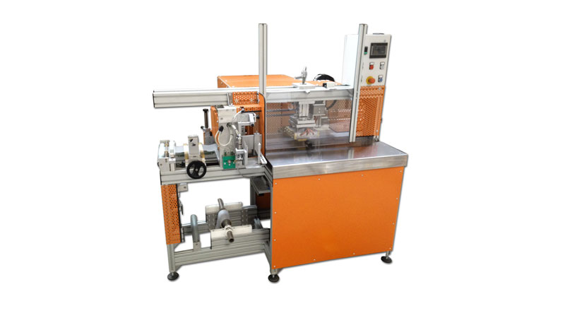 Macchina elettro-pneumatica semiautomatica per saldatura tasche porta etichette in pp/pvc su cartelle varie con anche inserimento automatico dell’etichetta